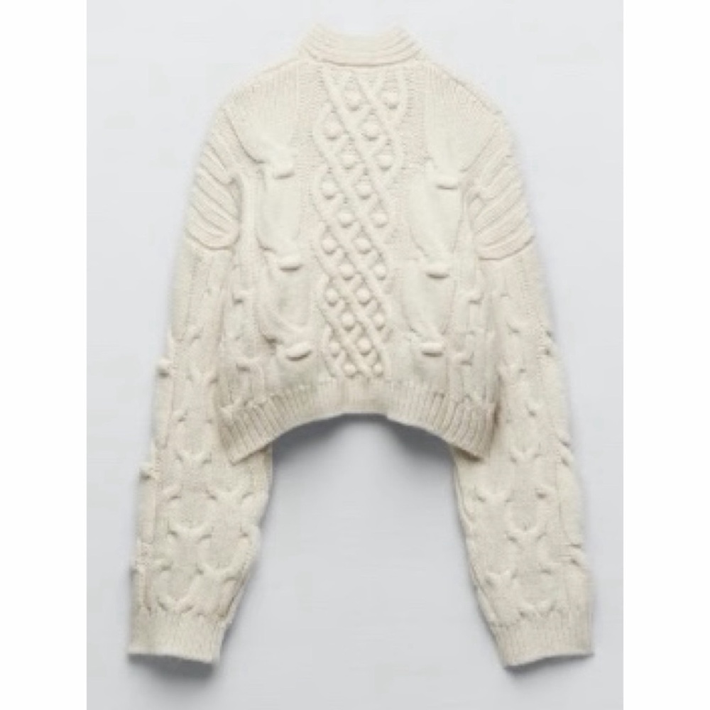 Zara Cream Cable Knit Cardigan - Picture 6 of 11